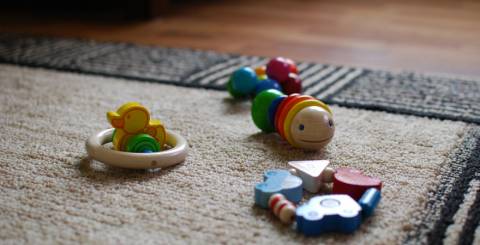 Children's toys on carpet